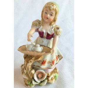 Lenwile Ardalt Hand-Painted Porcelain Figurine Girl Basket #6004B Vintage Japan